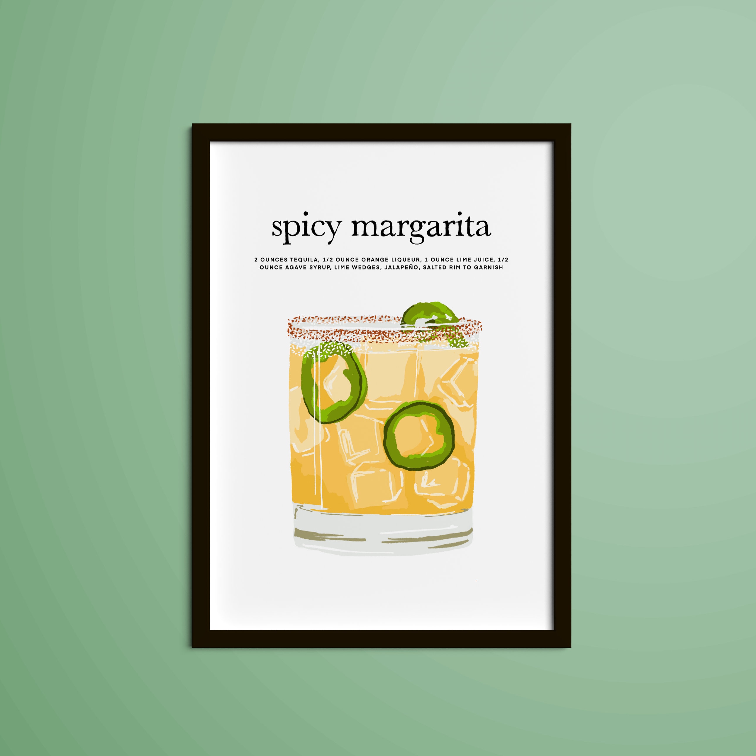 Spicy Margarita Cocktail Art Print Spicy Margarita Bar art