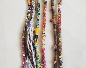 Handmade Synthetic Hair Wrap: Custom Clip-In Dreadlock with Charms