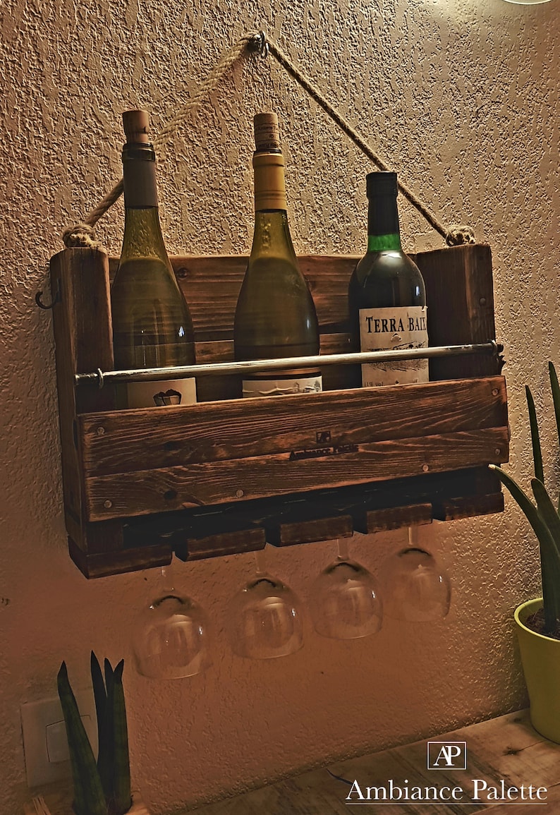 Cave à vin murale en bois recyclédéco étagère à | Etsy