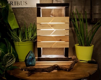 Recycled wooden lamp / decorative lamp wooden pallet led mood/light/lamp / design/design lamp