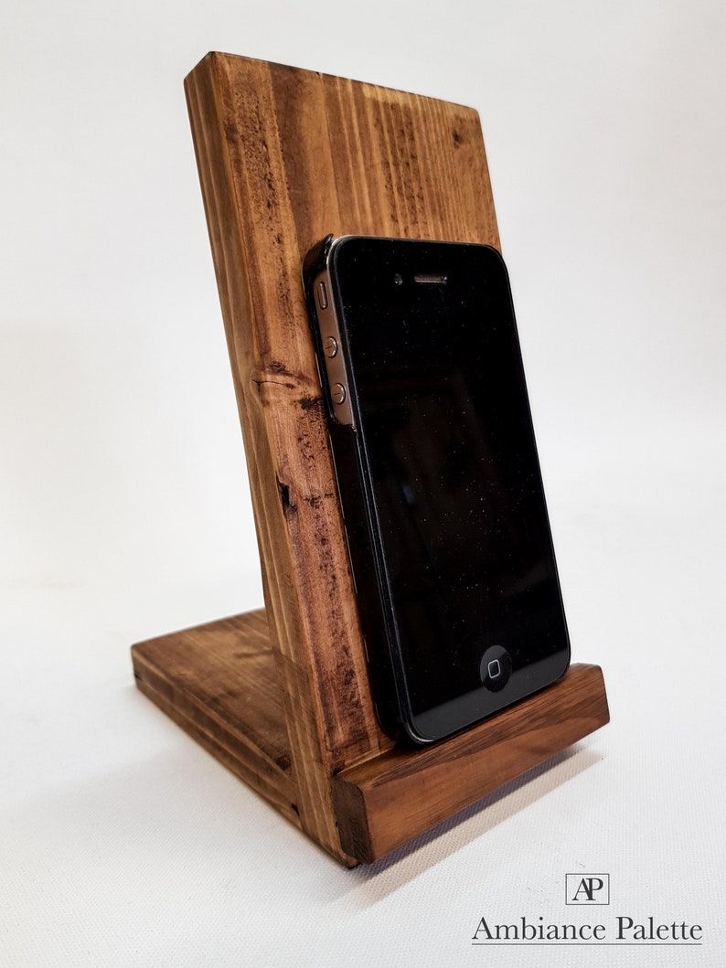 Upcycled wood docking station/Support smartphone wooden pallet/smartphone holder image 3