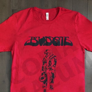 Budgie Squawk red shirt black sabbath rush heavy metal breadfan NWOBHM
