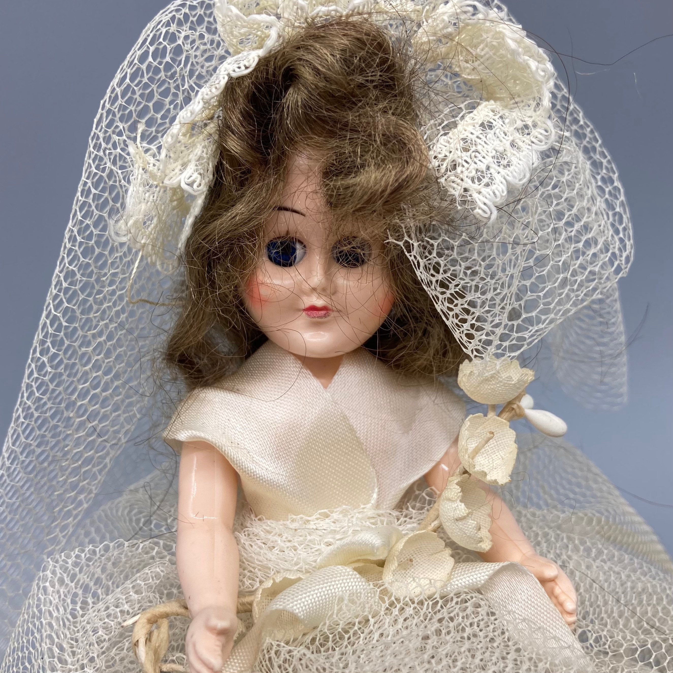 Bride Doll in Clear Plastic Bell Case. Removable. 1950s. Original
