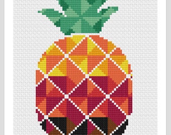 Sunset Colored Pineapple Cross Stitch Pattern PDF Instant Download