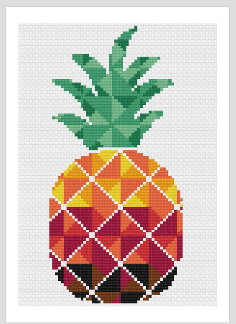 Sunset Colored Pineapple Cross Stitch Pattern PDF Instant Download Etsy