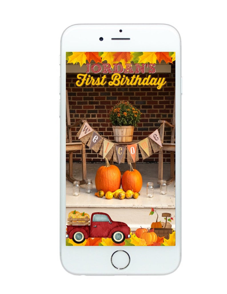 Fall Birthday Filter Autumn Farmhouse Snapchat Filter Geofilter Pumpkins Farm Truck Red Truck Fall Leaves