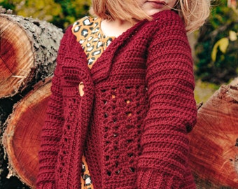Little Becca Cardigan PDF DIGITAL DOWNLOAD Crochet Pattern, Child Crochet Hoodie, Easy Child Crochet Pattern