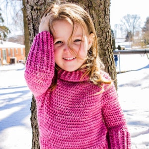 Child Celeste Cowl Sweater PDF DIGITAL DOWNLOAD Crochet Pattern, Easy Child Crochet Sweater Pattern, Top-Down Sweater Pattern