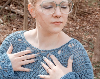 Magnolia Crochet Sweater Pattern: Spring Top, Wedge Stitch (PDF Digital Download)