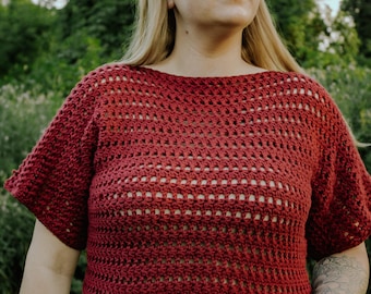 Camila Blouse Crochet Top Pattern: Star Stitch (PDF Digital Download)