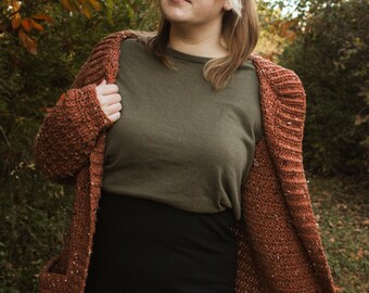 Riley Crochet Cardigan Pattern, Oversized Bishop Sleeve Robe (PDF PATTERN)