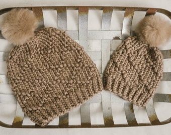 Almas Knit Beanie Pattern: Chunky Diamond Design (PDF Pattern)