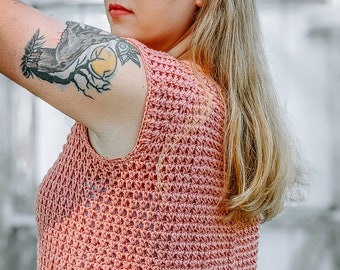 Wendalynn Tee Crochet Pattern: Easy Sleeveless Summer Top (PDF Digital Download)