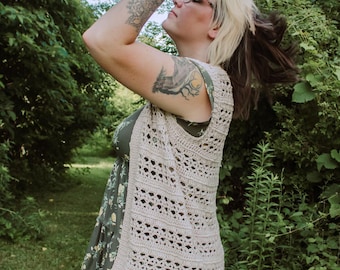 Aurora Boho Crochet Vest Pattern, Lightweight Festival Style (PDF Pattern)