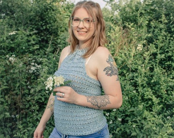 Penelope Halter Top Crochet Pattern: High Neck Summer Top (PDF Digital Download)