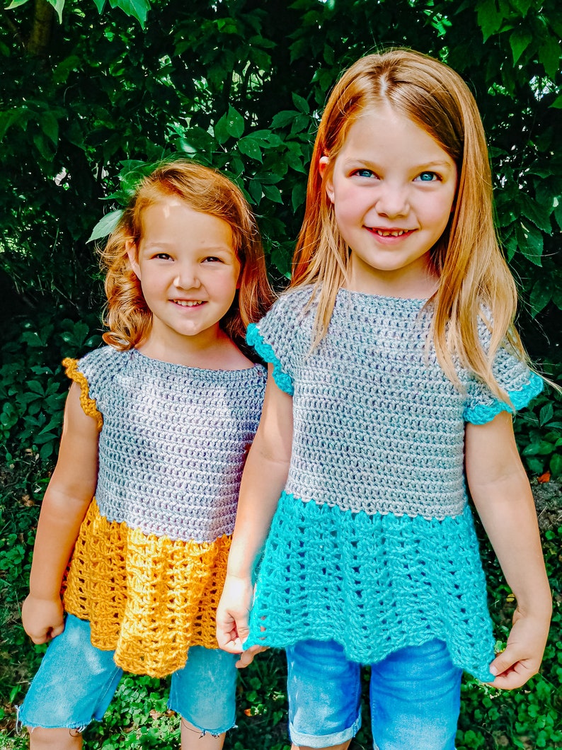 Child Sophie Twirl Raglan PDF DIGITAL DOWNLOAD Crochet Pattern, Child Crochet Top, Easy Child Crochet Pattern, Cute Crochet Child Summer Top image 1