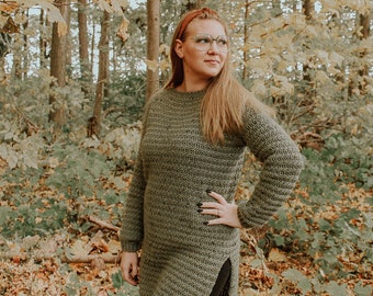 Riley Sweater Dress Crochet Pattern: Worsted Weight Pullover (PDF Pattern)