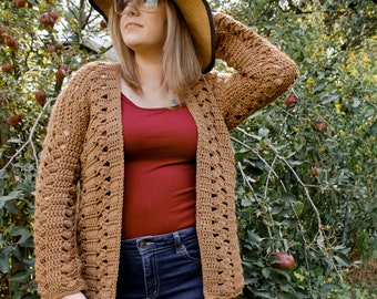 Savanna Crochet Cardigan Pattern: Women's Shell Stitch Sweater (PDF Digital Download)