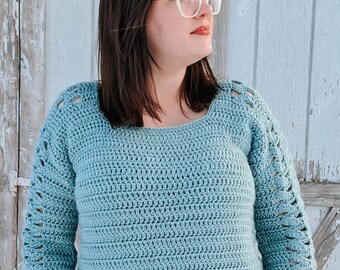 Savanna Sweater Crochet Pattern, Beginner Friendly Shell Stitch (Digital Download)