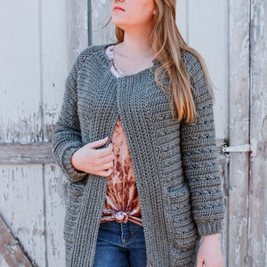 Parker Cardigan PDF DIGITAL DOWNLOAD Crochet Pattern, Women&#39;s Crochet Cardigan Pattern, Cute Crochet Cardigan With Pockets, Easy Crochet