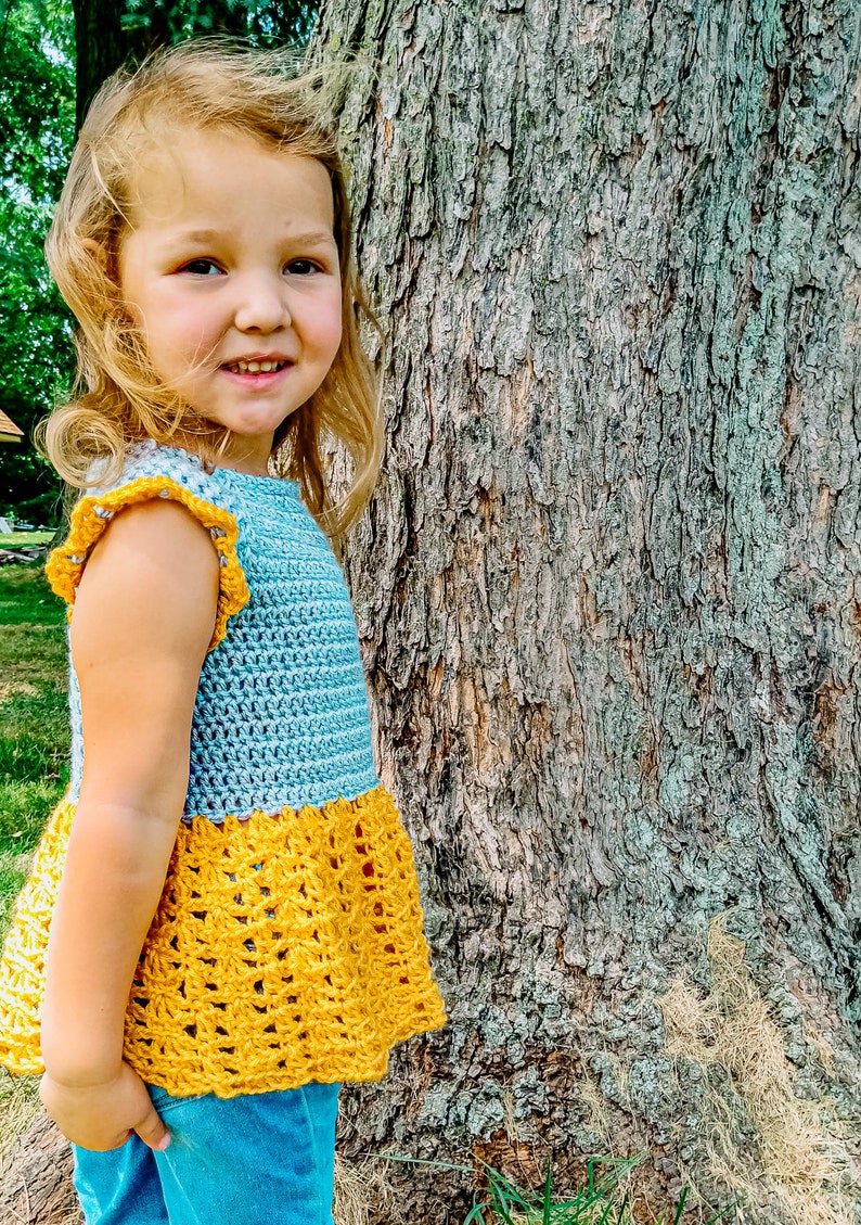 Child Sophie Twirl Raglan PDF DIGITAL DOWNLOAD Crochet Pattern, Child Crochet Top, Easy Child Crochet Pattern, Cute Crochet Child Summer Top image 5