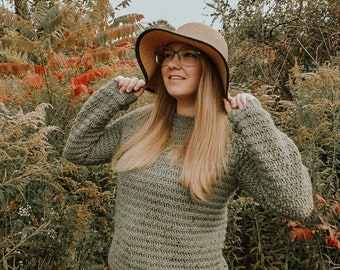 Riley Sweater Crochet Pattern: Ladies Pullover (PDF Pattern)