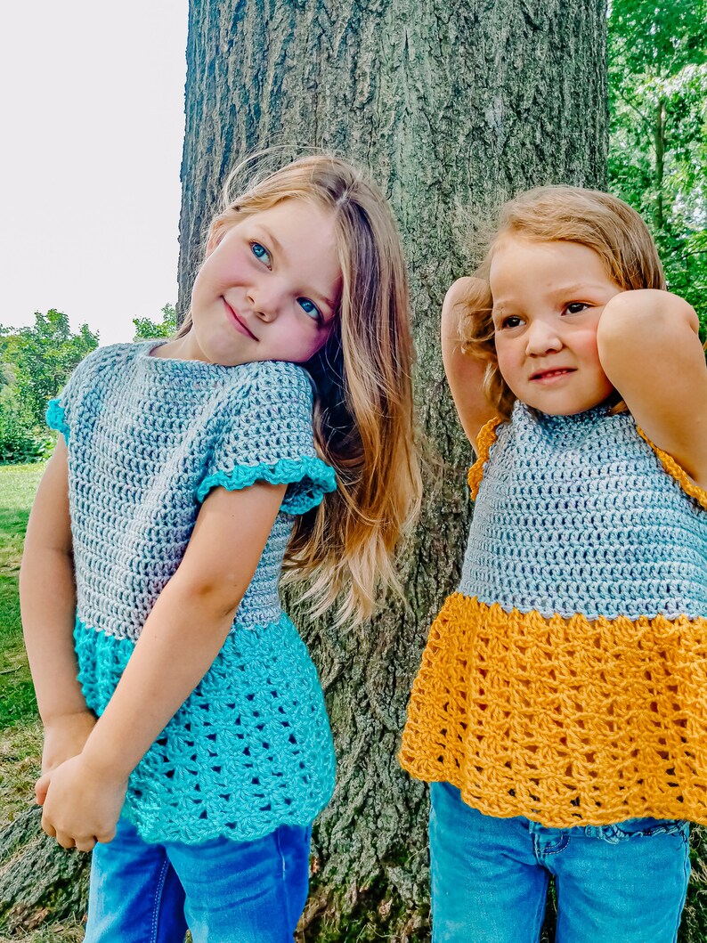 Child Sophie Twirl Raglan PDF DIGITAL DOWNLOAD Crochet Pattern, Child Crochet Top, Easy Child Crochet Pattern, Cute Crochet Child Summer Top image 3