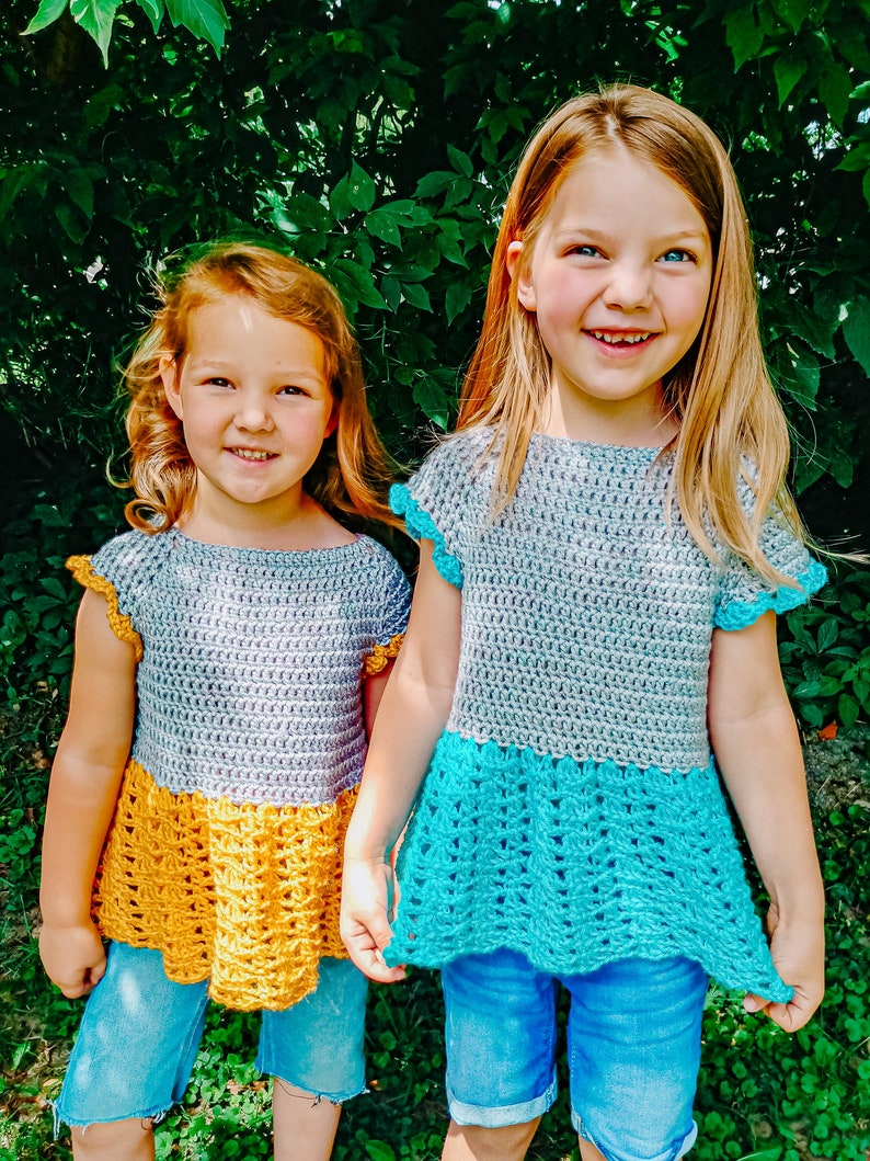 Child Sophie Twirl Raglan PDF DIGITAL DOWNLOAD Crochet Pattern, Child Crochet Top, Easy Child Crochet Pattern, Cute Crochet Child Summer Top image 2