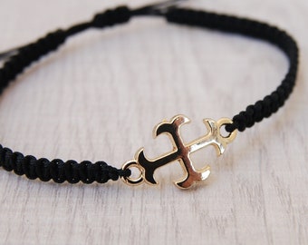 Gold Cross bracelet for women/ men Maltese Cross & Black cord bracelet adjustable Unisex Dark Academia jewelry Gift for him, Gift for her