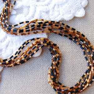 Multi Strand Seed Bead Torsade Halskette: Goldene Braun & Schwarz Erdtöne