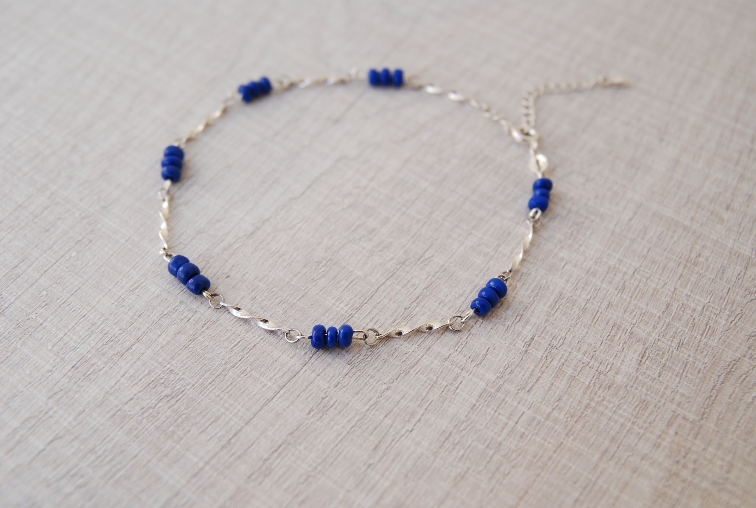 Blue Bead Anklet for Women Beachy Navy Blue Ankle Bracelet Etsy