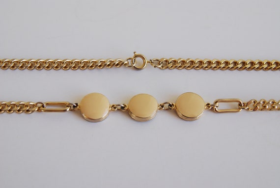 Vintage Gold tone Long Chain necklace with Beige … - image 7