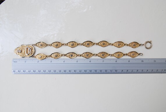 Vintage Gold Link necklace Hieroglyph pendant nec… - image 10