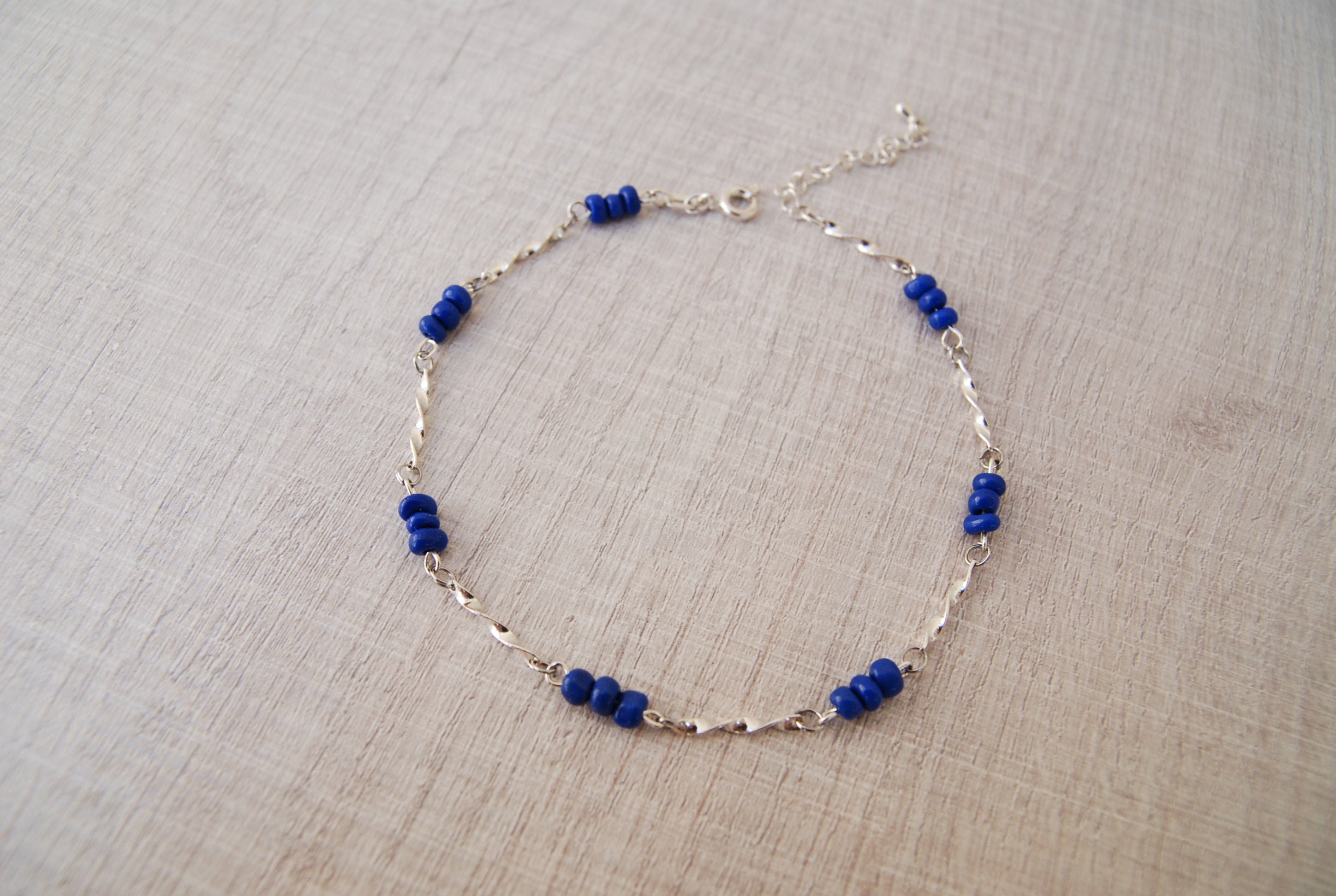 Blue Bead Anklet for Women Beachy Navy Blue Ankle Bracelet Etsy