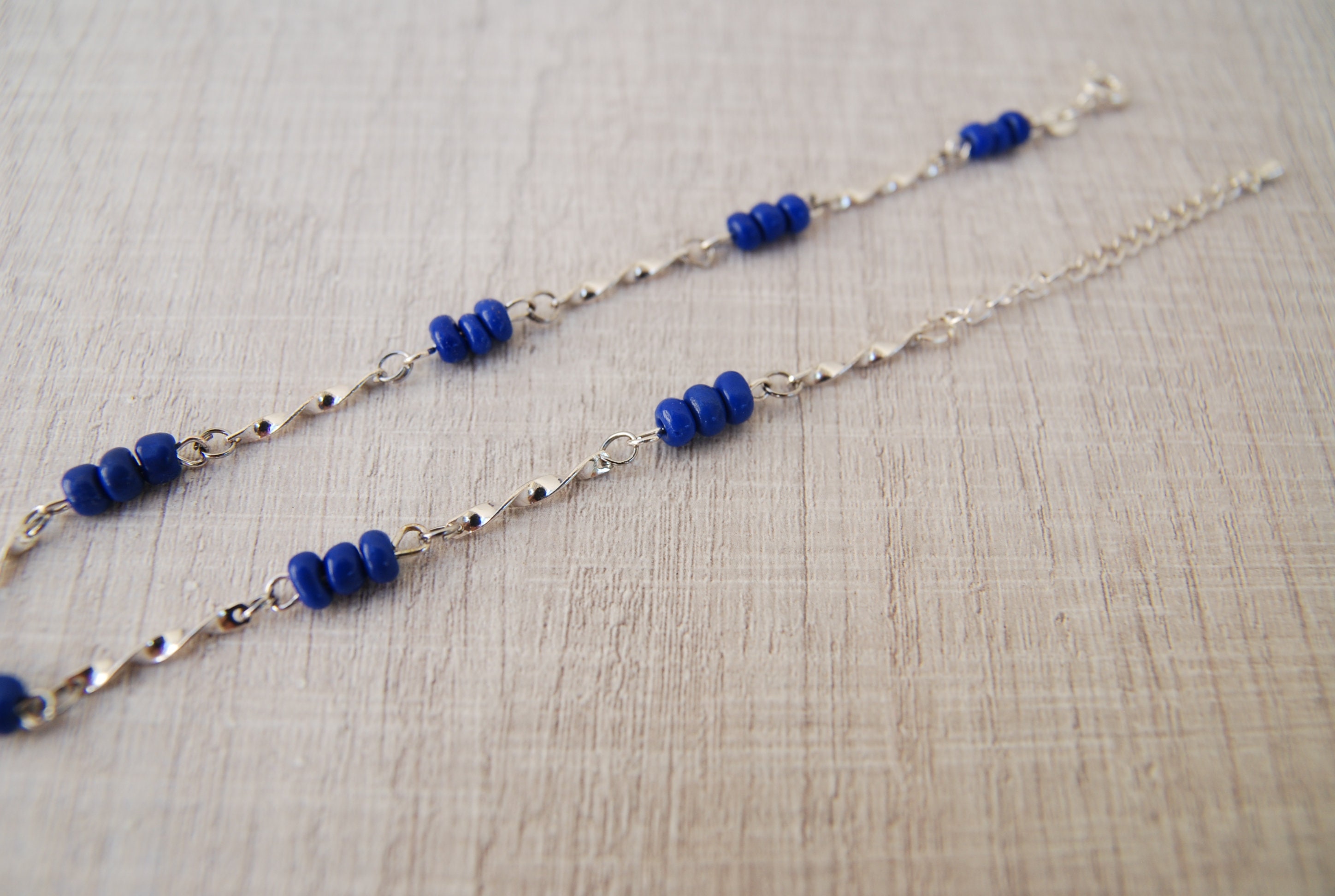 Blue Bead Anklet for Women Beachy Navy Blue Ankle Bracelet Etsy