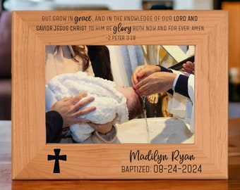 Personalized Baptism Picture Frame, Engraved Baby Baptism Gift for Godchild, Catholic Christian Baptism, Christening Gifts, Baptism Frame