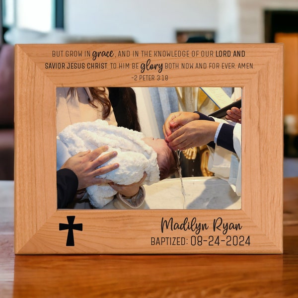 Personalized Baptism Picture Frame, Engraved Baby Baptism Gift for Godchild, Catholic Christian Baptism, Christening Gifts, Baptism Frame