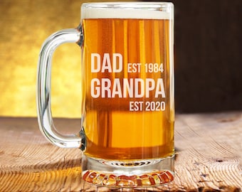 Pregnancy Announcement Grandparents Beer Mug, Pregnancy Reveal To Grandpa, Gift for Grandpa, Grandpa Est Beer Mug, Baby Reveal Ideas