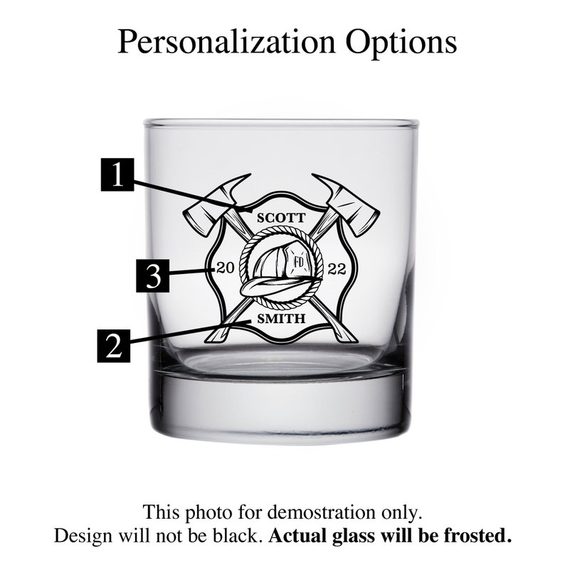 Firefighter Engraved Whiskey Glass Fireman Rocks Glass, Firefighter Gifts, Gift for Him, Fire Department, Gifts For Firefighters image 2