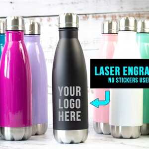 Personalized Water Bottle, Custom Logo Water Bottle, Company Logo, Insulated Water Bottle, Engraved Water Bottle, Corporate Gift Idea