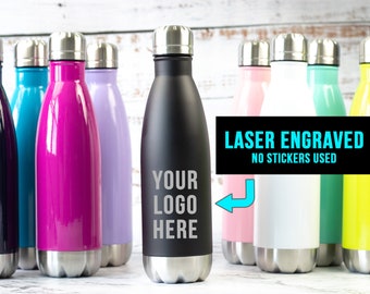 Personalized Water Bottle, Custom Logo Water Bottle, Company Logo, Insulated Water Bottle, Engraved Water Bottle, Corporate Gift Idea