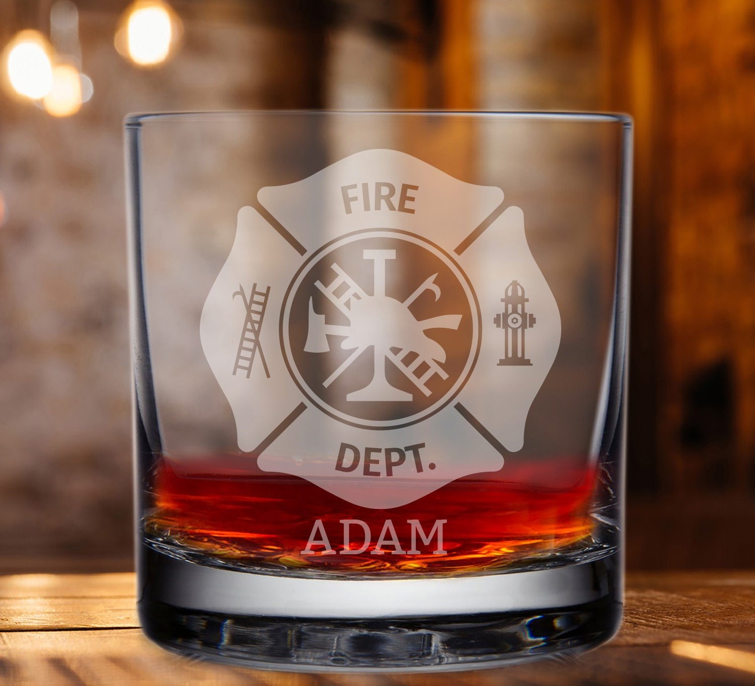 Firefighter Engraved Whisky Glass Fireman Ladder Glass Etsy