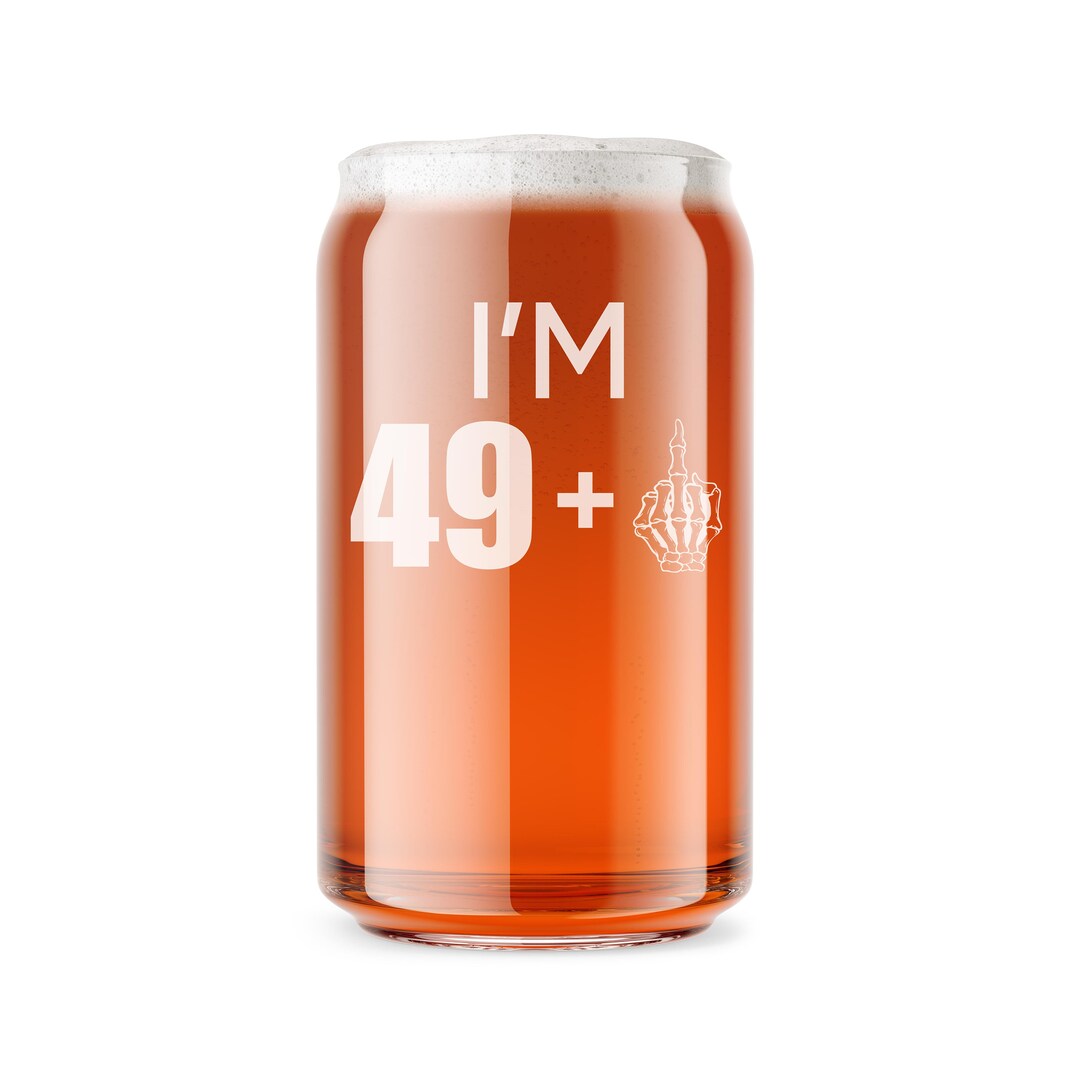 I Am 49 1 Middle Finger, Funny Beer Can Pint Glass, 50th Birthday Gift