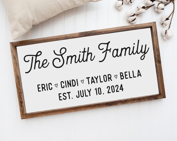 Family Name Sign with Kids Names, Last Name Wood Sign, Family Established Sign, Personalized Last Name Sign, Custom Family Name Wood Sign