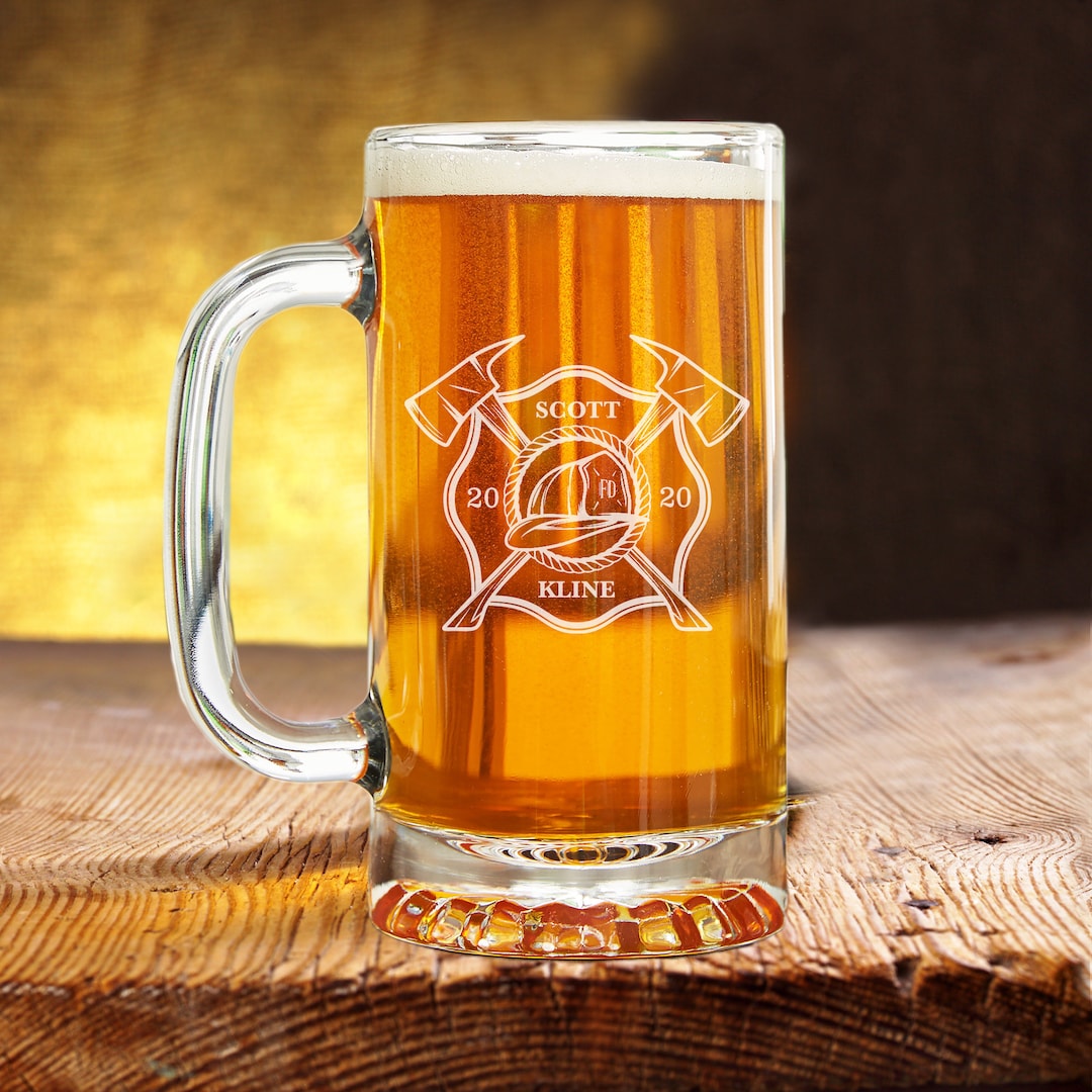 Firefighter Engraved Beer Mug, Firefighter Gifts, Gift for Him, Fire ...