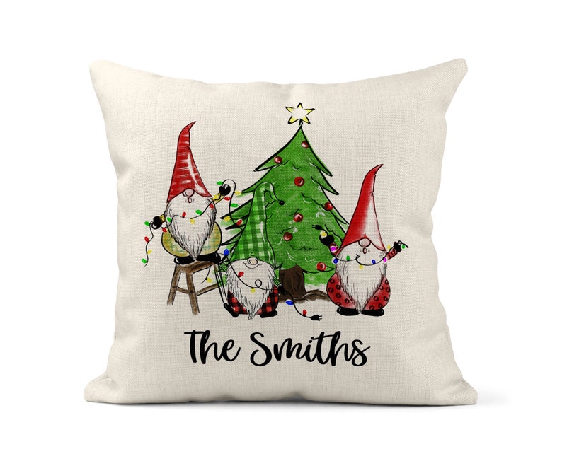 Christmas Gnome Throw Pillow Cover 16x16 Christmas Throw Etsy