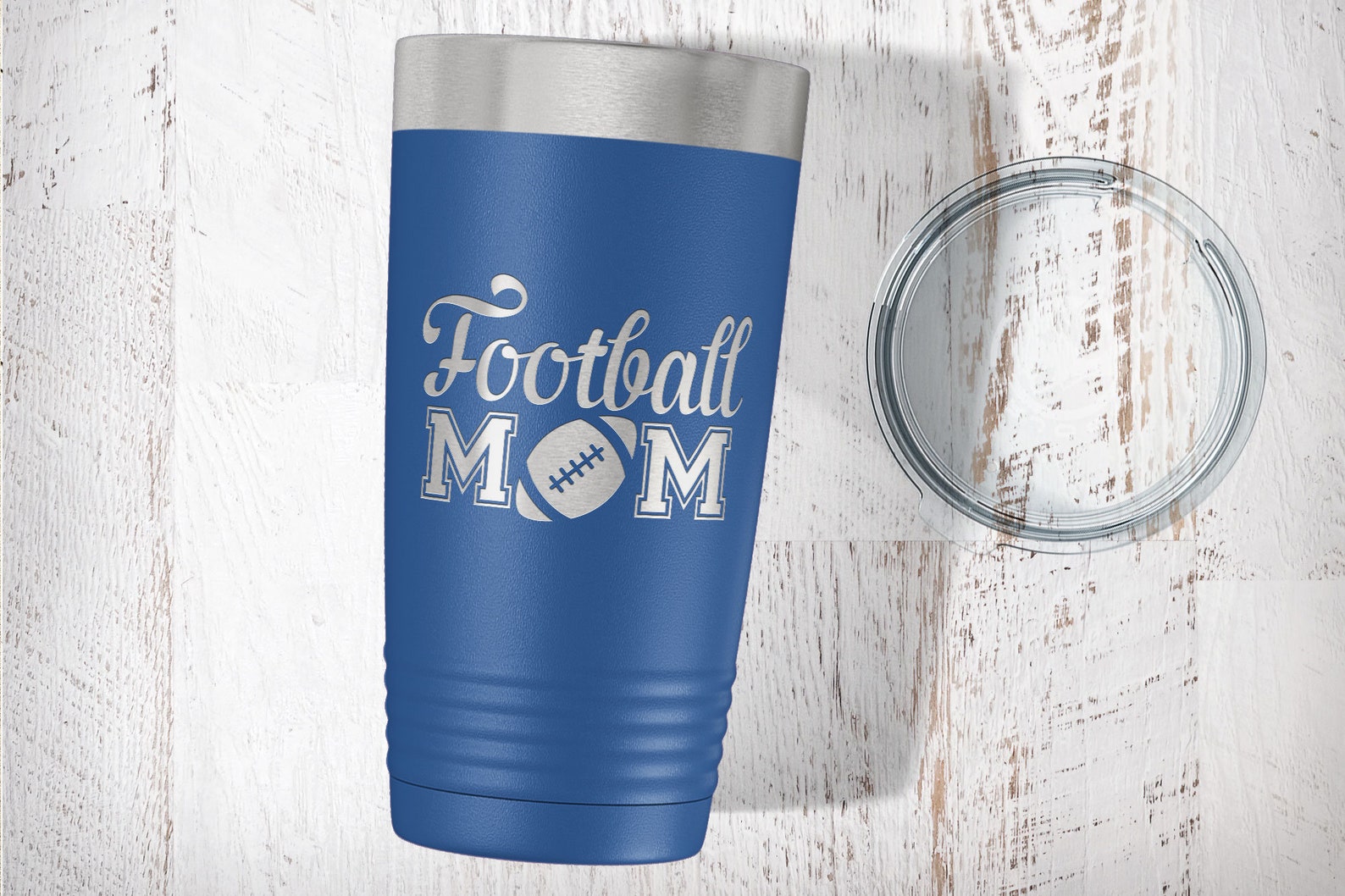 Football Mom Laser Etched Tumbler Sports Mom Coffee Tumbler Etsy