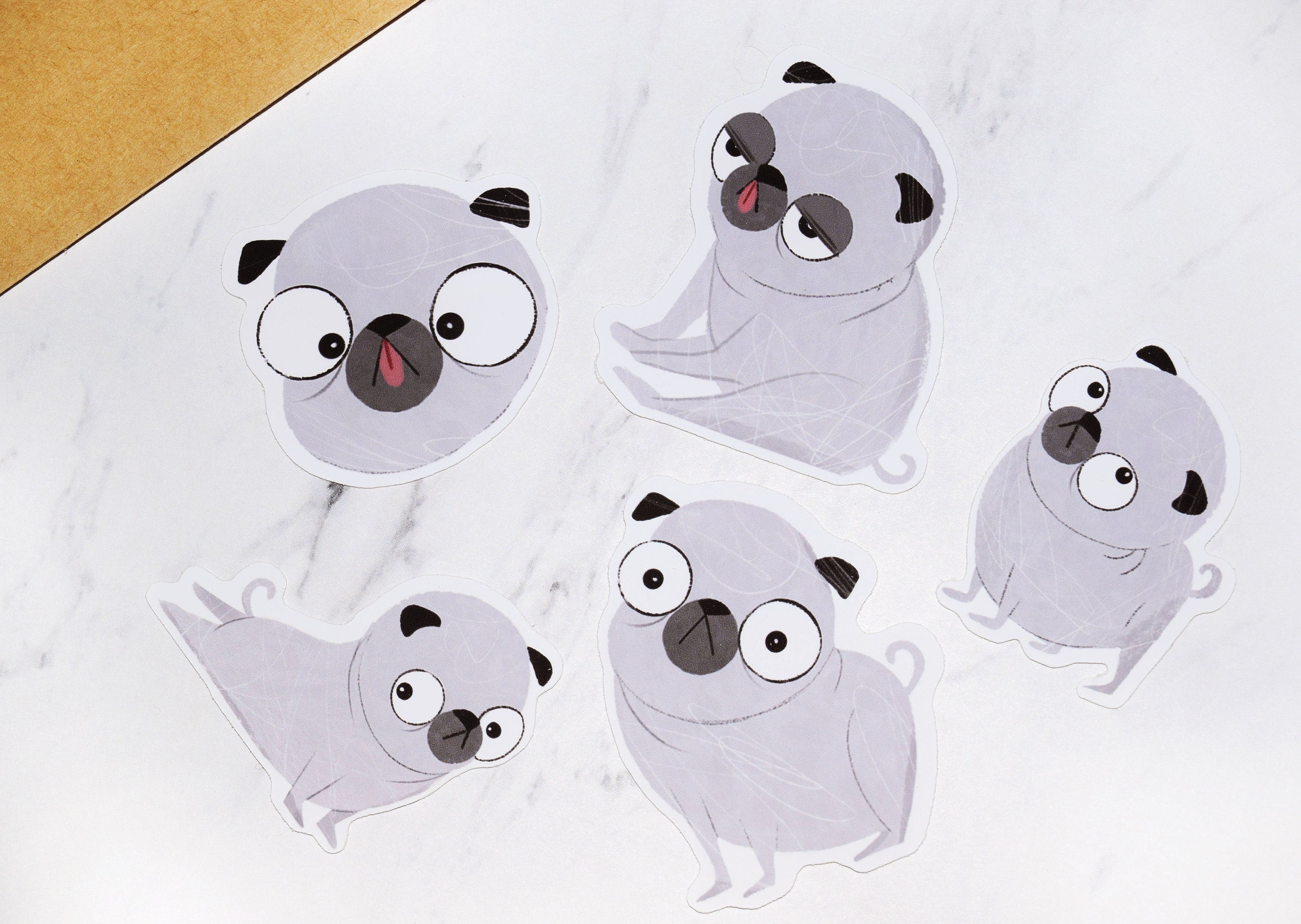 Pug Vinyl Sticker Pack - Cute Kawaii Dog Puppy Sticker Pack - Funny Die ...