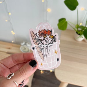 bread sticker, picnic sticker, pink sticker, picnic bag sticker, trendy stickers, vinyl stickers, flower sticker