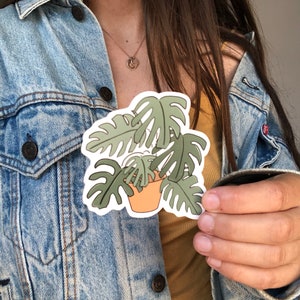 monstera plant sticker, plant lady sticker, plant obsessed sticker, water bottle sticker